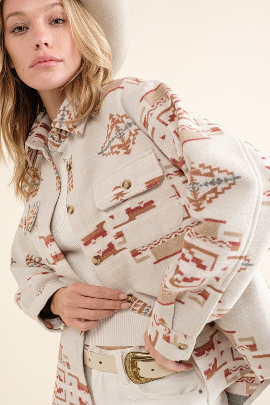 Jacquard Aztec Shirt Jacket