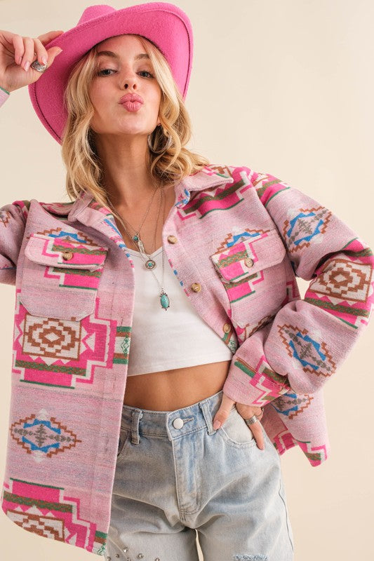 Jacquard Aztec Shirt Jacket