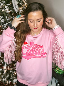 Pink Mrs Claus Fringe Top