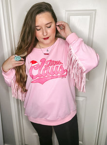 Pink Mrs Claus Fringe Top