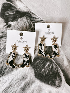 ANIMAL LEATHER BOOTS STAR POST EARRINGS