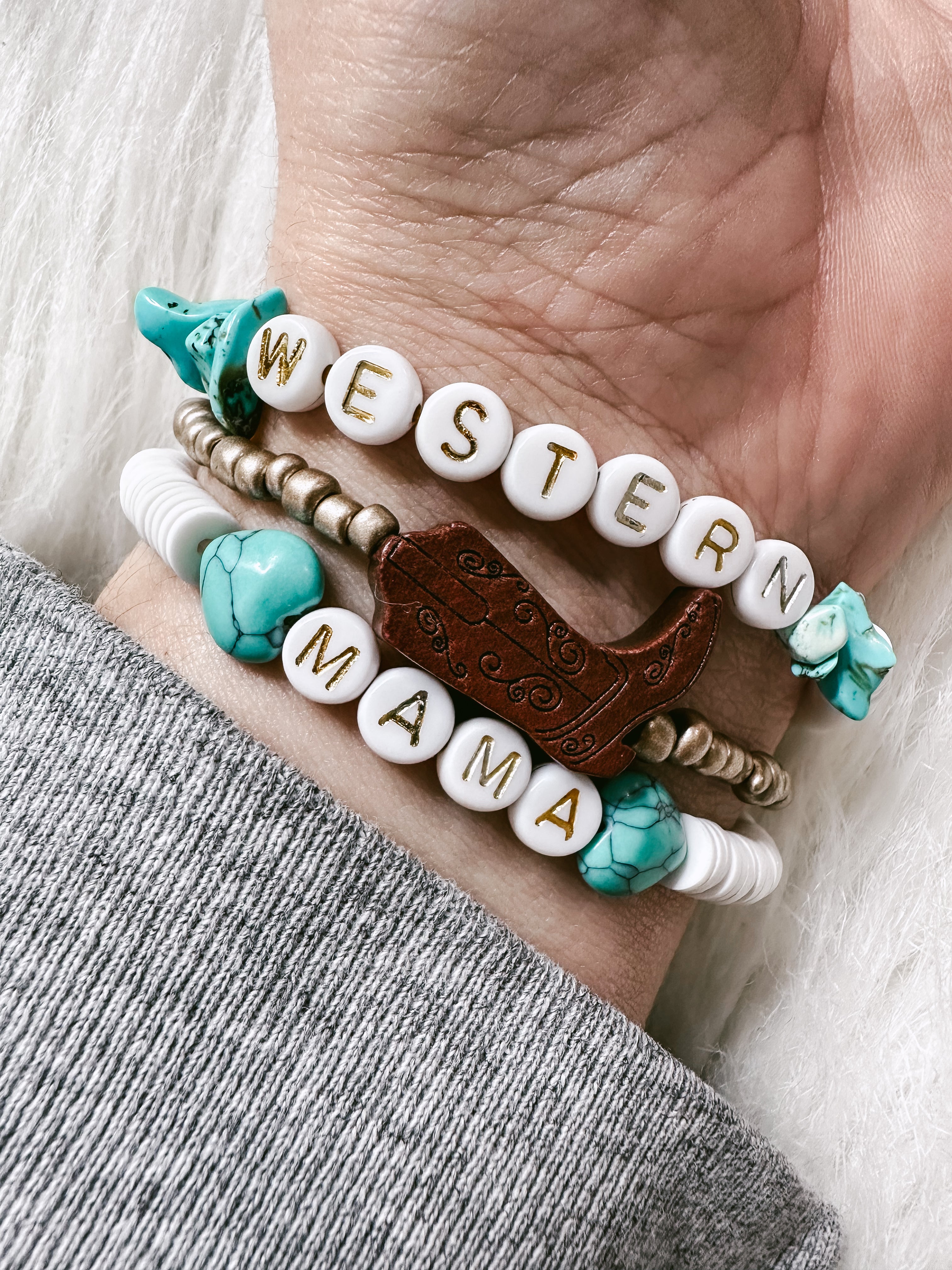 Western Mama Cowboy Boot Bracelet Stack