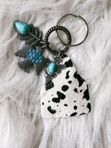 Western Turquoise Ear Tag Keychain