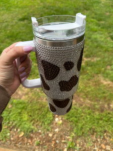 Rhinestone Brown Cow Tumbler