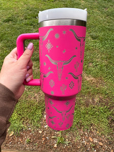 Pink Western Tumbler