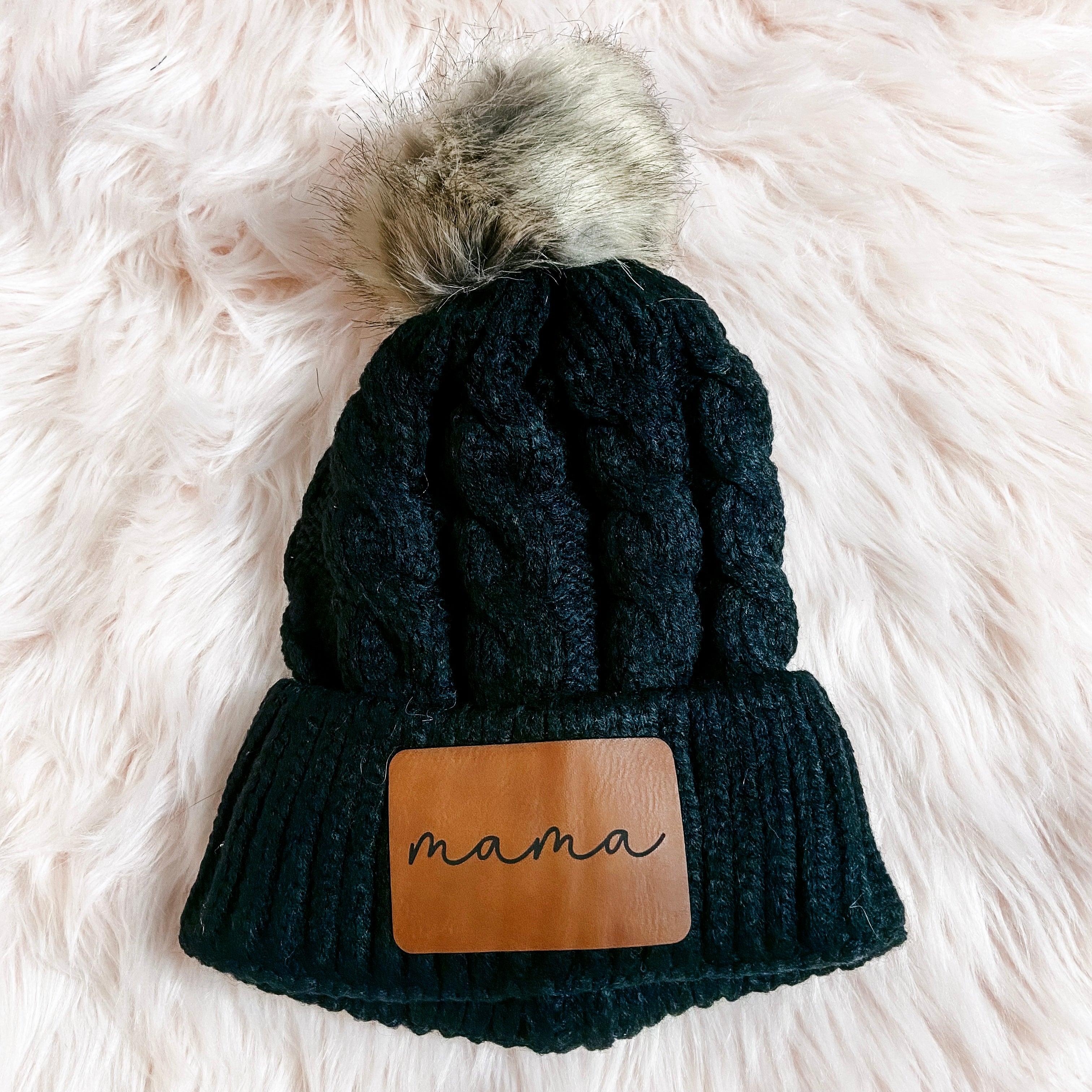 Mama pom beanie