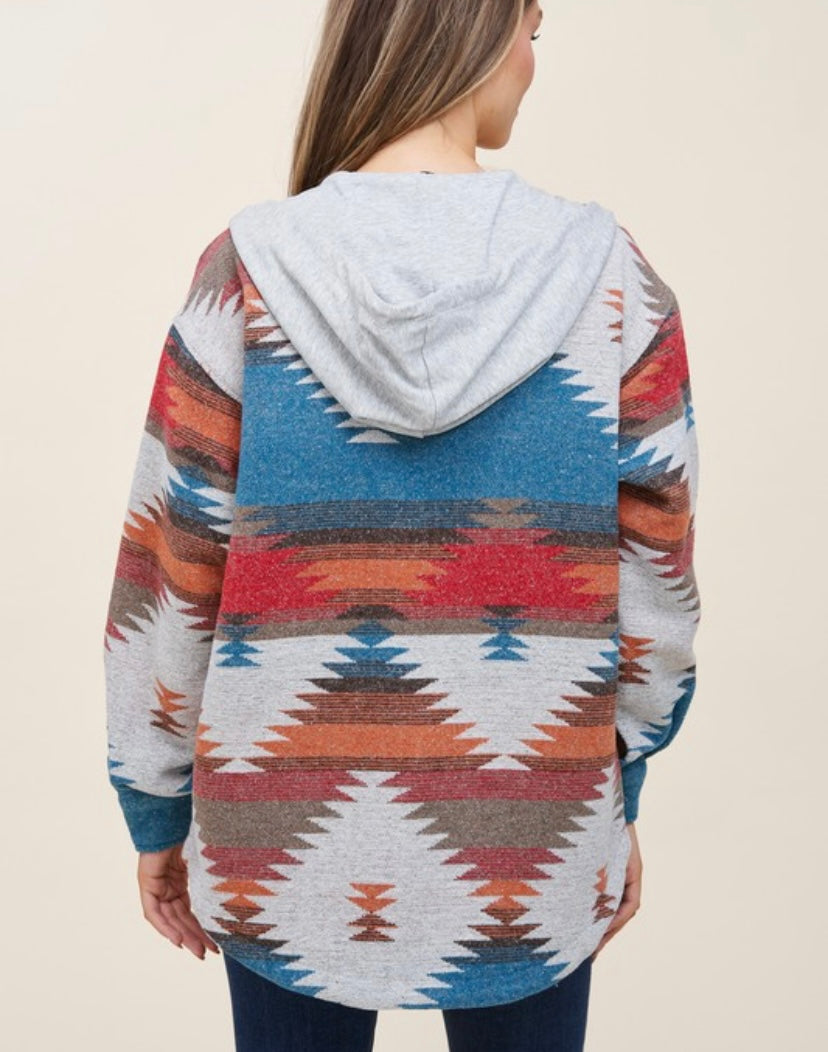 Aztec Hoodie Shacket