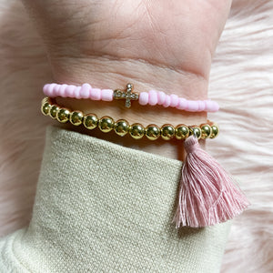 Pastel Cross Easter Beaded Bracelet Stack