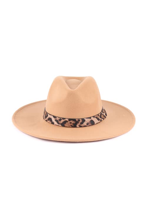 Brim Fashion Hat With Leopard Strap