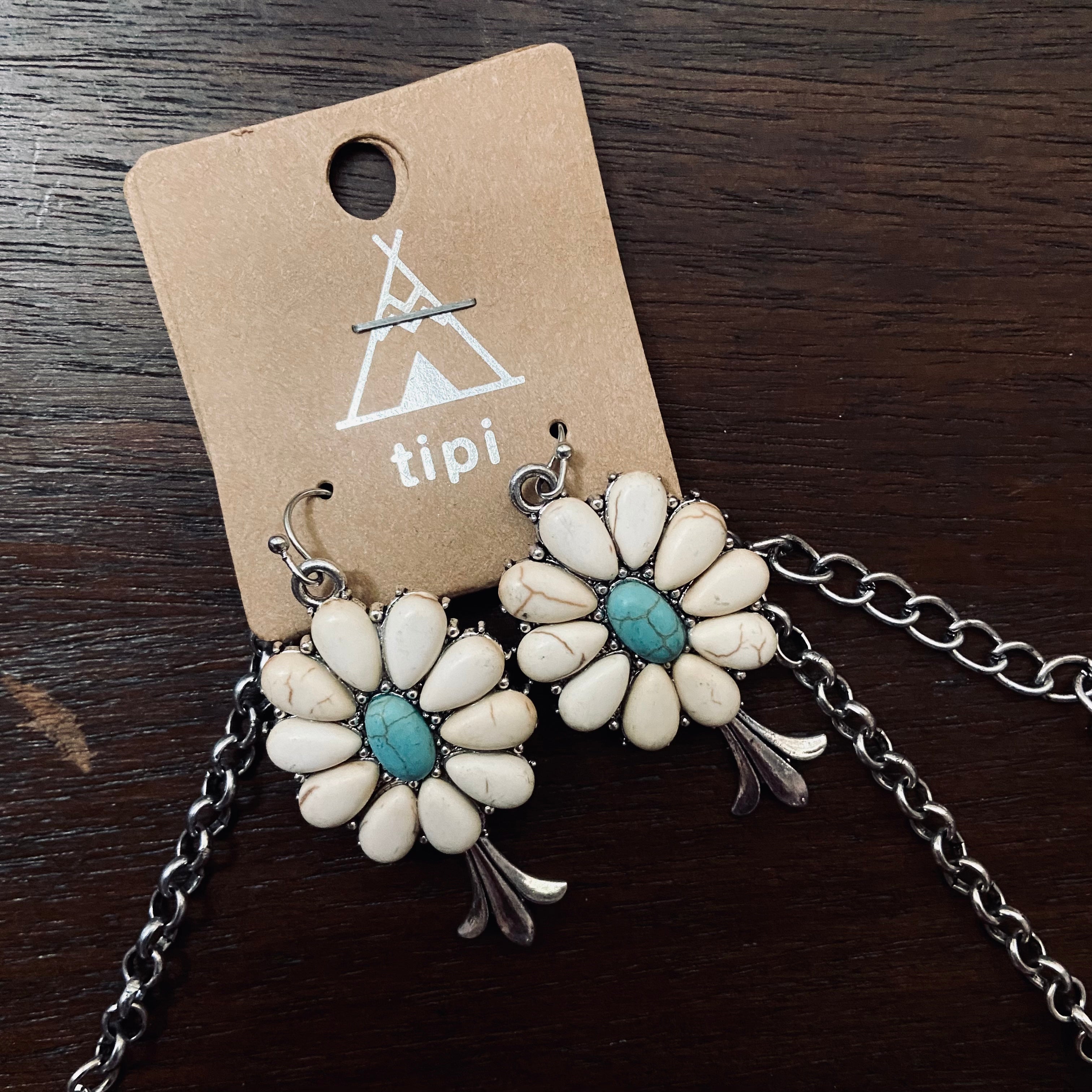 Turquoise & Cream Squash Blossom Set