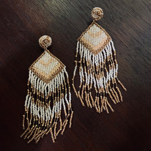 Aztec Beaded Fringe Earrings