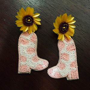 Sunflower Cowboy Boot Earrings