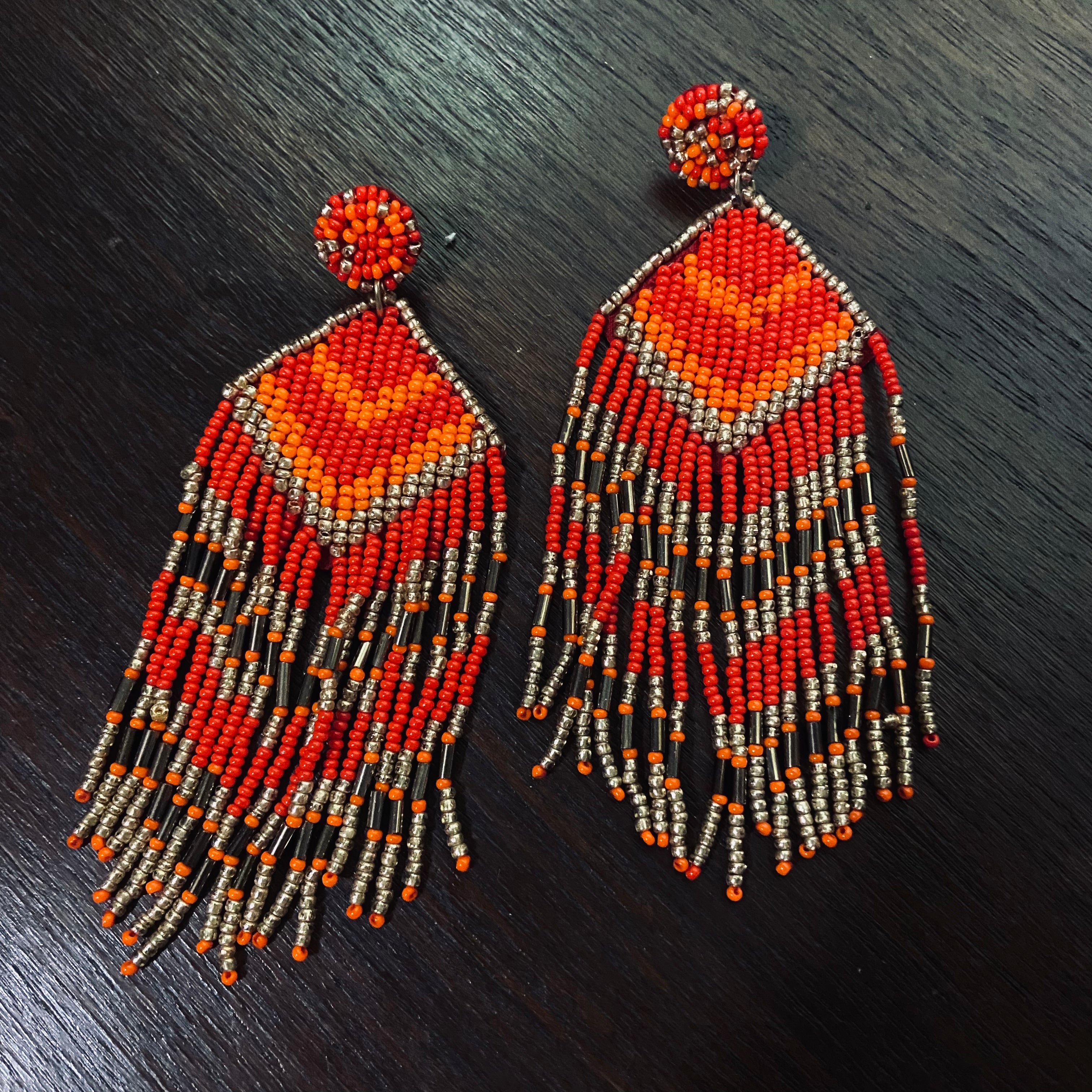 Aztec Beaded Fringe Earrings