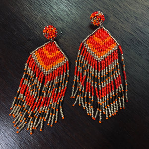 Aztec Beaded Fringe Earrings