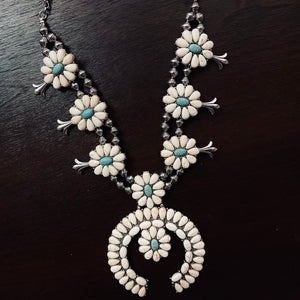 Turquoise & Cream Squash Blossom Set