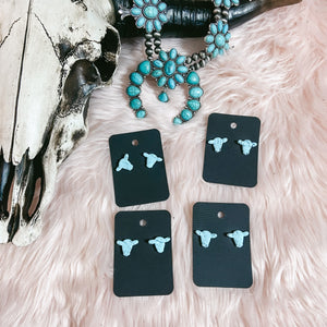 Turquoise cow stud earrings