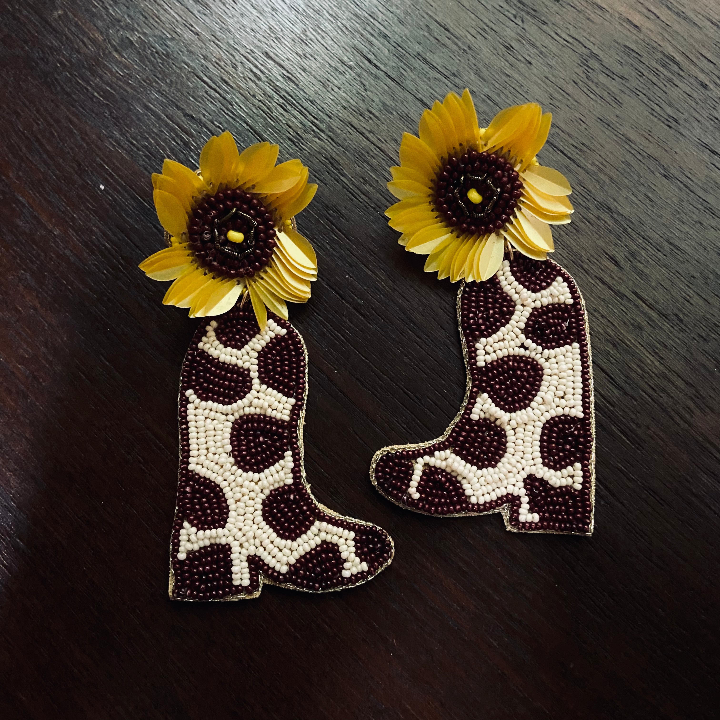 Sunflower Cowboy Boot Earrings