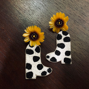 Sunflower Cowboy Boot Earrings