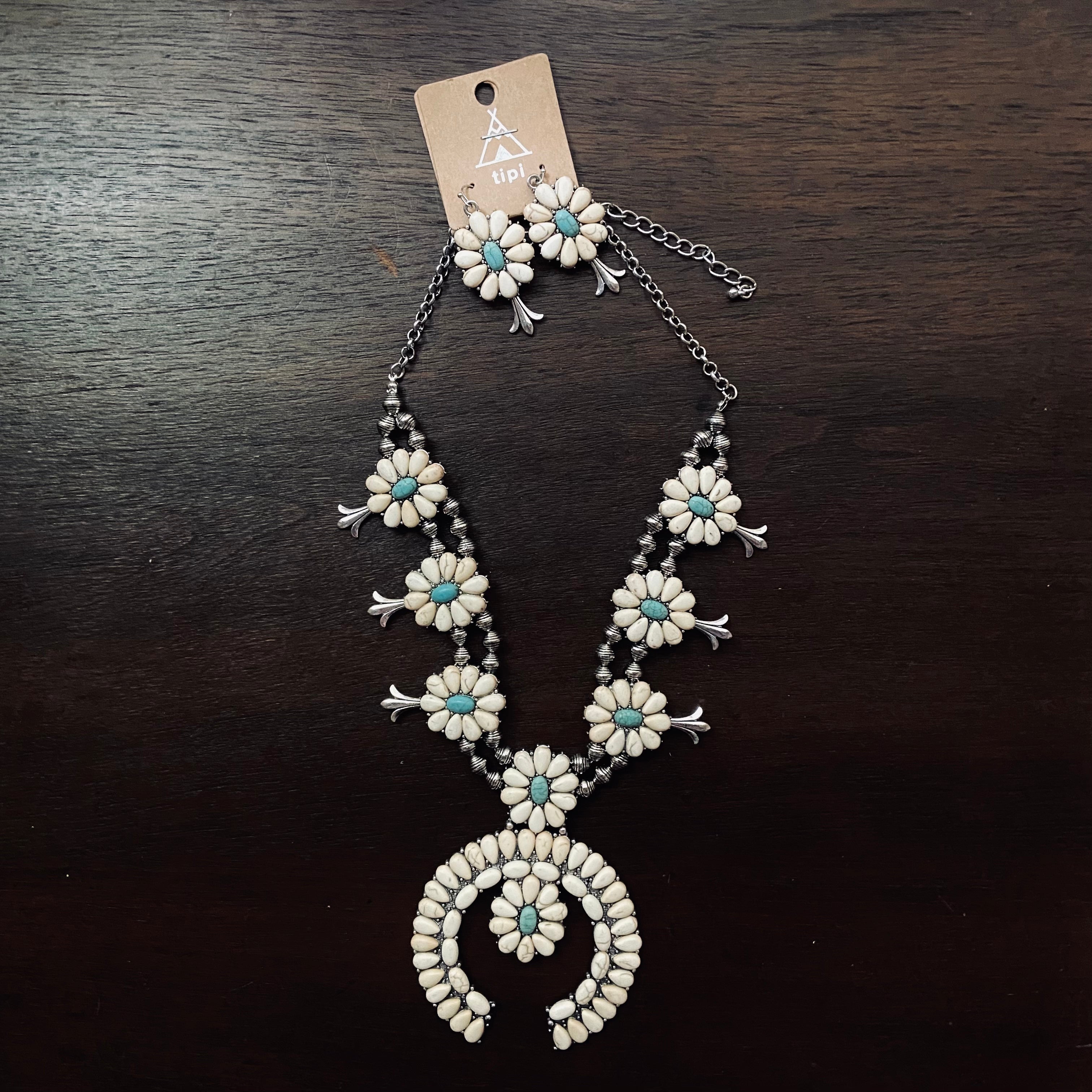 Turquoise & Cream Squash Blossom Set