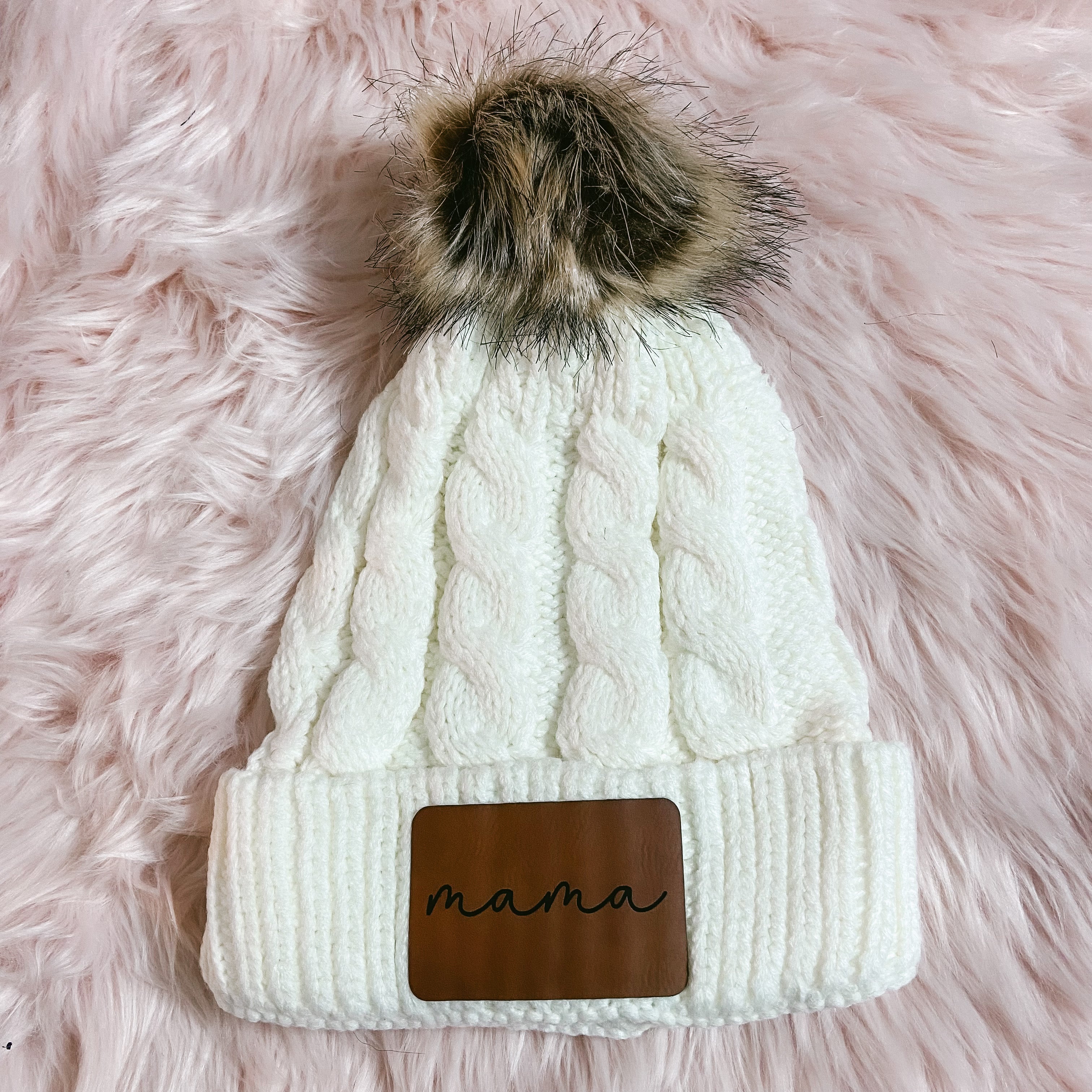 Mama pom beanie