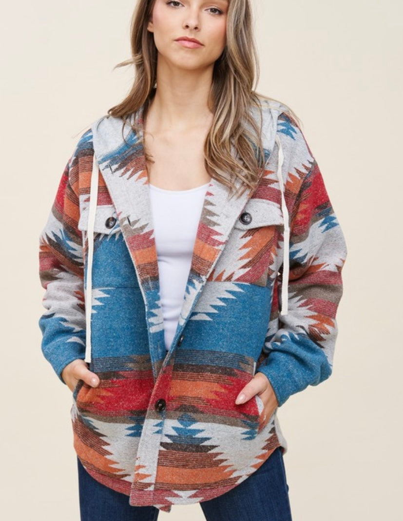 Aztec Hoodie Shacket