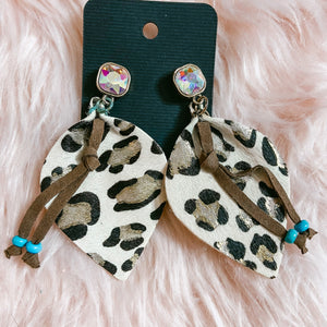 White leopard earrings